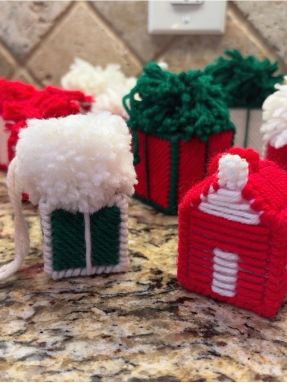 Set of 18 Vintage Yarn Needlepoint Christmas Ornaments